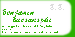 benjamin bucsanszki business card